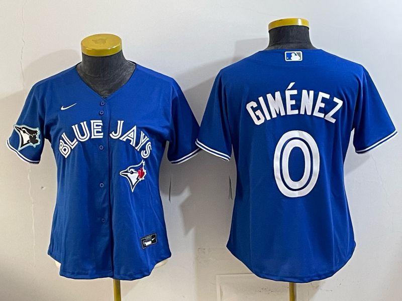 Women 2026 Toronto Blue Jays #0 Gimenez Blue Game Nike MLB Jersey style 002